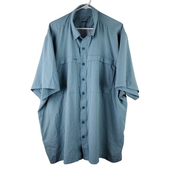 Game Guard Outdoors Fishing Shirt Mens 4X Blue Gingham Short Sleeve Vented - Picture 1 of 10